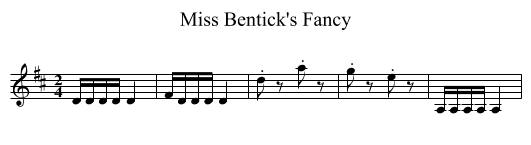 Miss Bentick's Fancy - staff notation