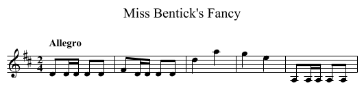 Miss Bentick's Fancy - staff notation