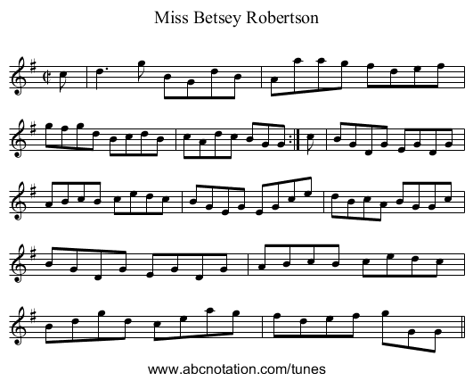 Miss Betsey Robertson - staff notation