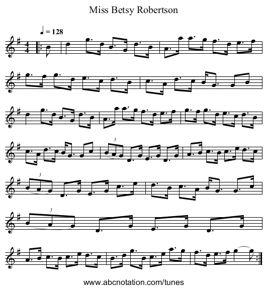 Miss Betsy Robertson - staff notation
