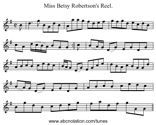 Miss Betsy Robertson's Reel. - staff notation