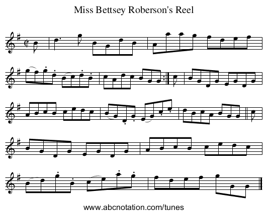Miss Bettsey Roberson's Reel - staff notation