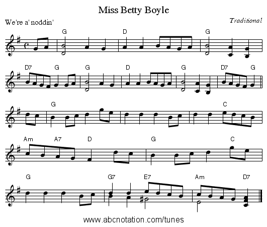 Miss Betty Boyle - staff notation
