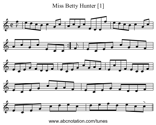 Miss Betty Hunter [1] - staff notation