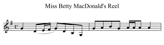 Miss Betty MacDonald's Reel - staff notation