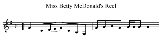 Miss Betty McDonald's Reel - staff notation