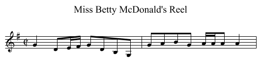 Miss Betty McDonald's Reel - staff notation