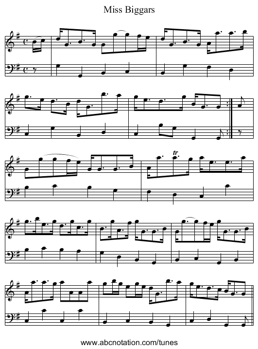 Miss Biggars - staff notation