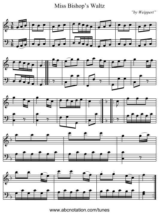 Miss Bishop’s Waltz - staff notation