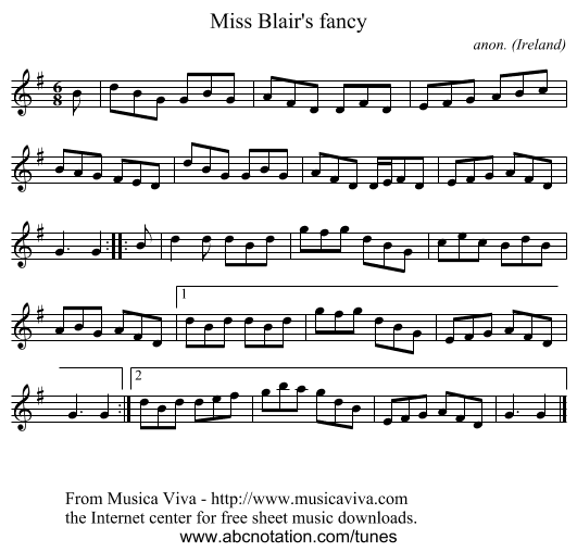Miss Blair's fancy - staff notation