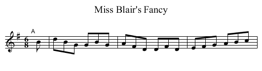 Miss Blair's Fancy - staff notation