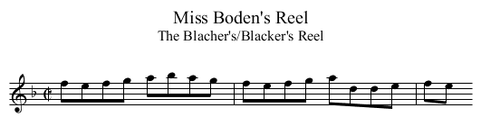 Miss Boden's Reel - staff notation