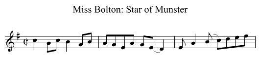 Miss Bolton: Star of Munster - staff notation