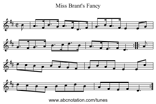 Miss Brant's Fancy - staff notation