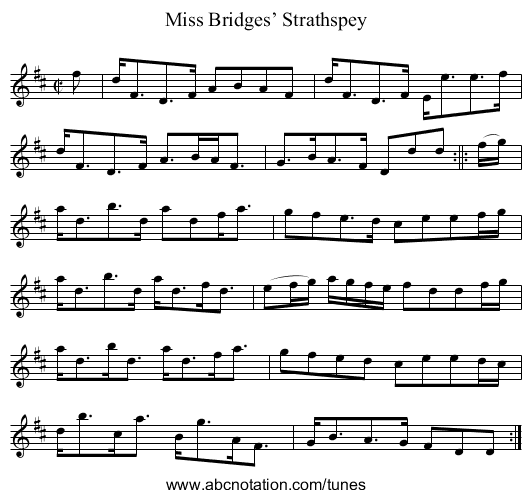 Miss Bridges’ Strathspey - staff notation