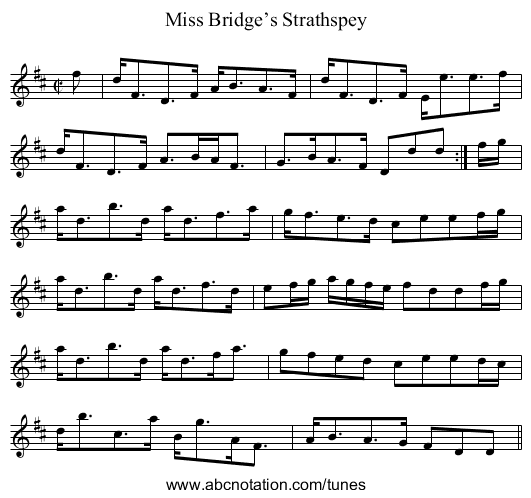 Miss Bridge’s Strathspey - staff notation