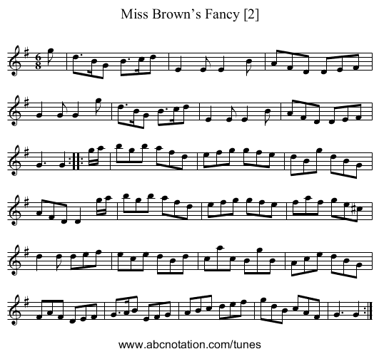 Miss Brown’s Fancy [2] - staff notation