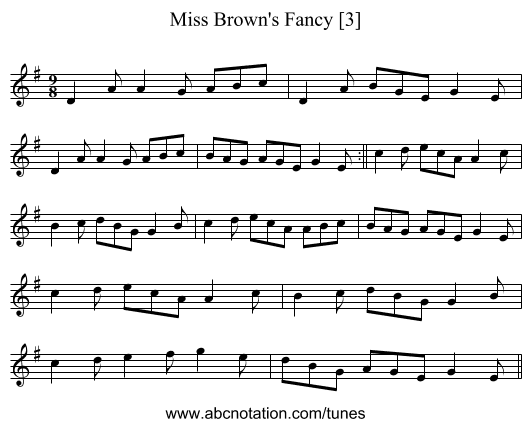 Miss Brown's Fancy [3] - staff notation