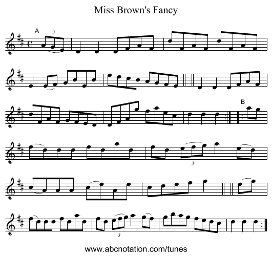 Miss Brown's Fancy - staff notation