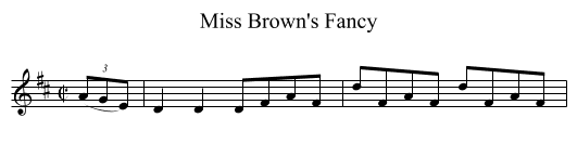 Miss Brown's Fancy - staff notation