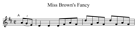 Miss Brown's Fancy - staff notation