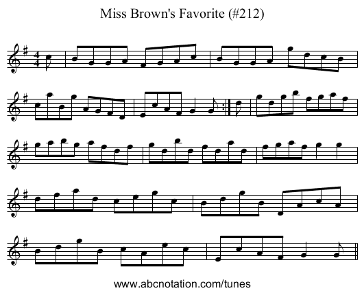 Miss Brown's Favorite (#212) - staff notation