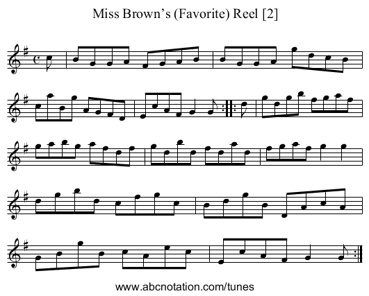 Miss Brown’s (Favorite) Reel [2] - staff notation
