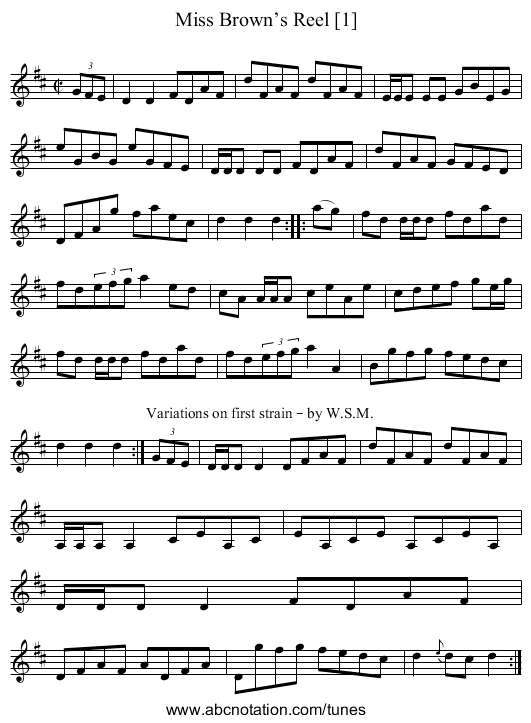 Miss Brown’s Reel [1] - staff notation