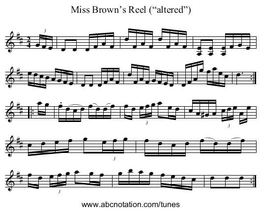 Miss Brown’s Reel (“altered”) - staff notation