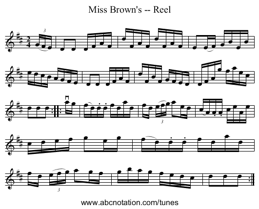 Miss Brown's -- Reel - staff notation
