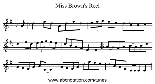 Miss Brown's Reel - staff notation