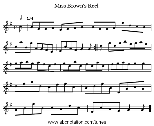 Miss Brown's Reel. - staff notation