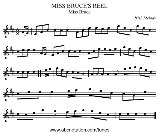 MISS BRUCE'S REEL - staff notation