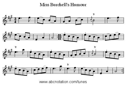 Miss Burchell's Humour - staff notation