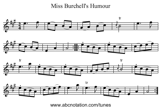 Miss Burchell's Humour - staff notation