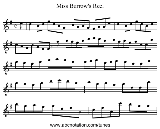 Miss Burrow's Reel - staff notation