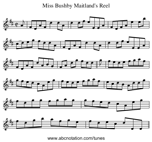Miss Bushby Maitland's Reel - staff notation