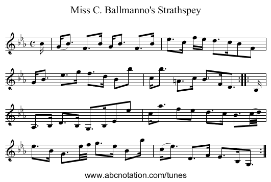 Miss C. Ballmanno's Strathspey - staff notation