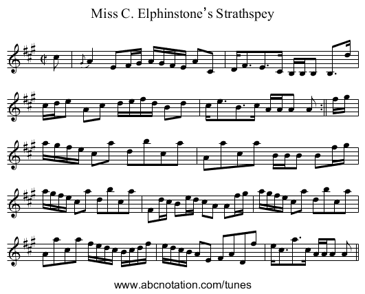 Miss C. Elphinstone’s Strathspey - staff notation