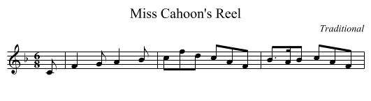Miss Cahoon's Reel - staff notation