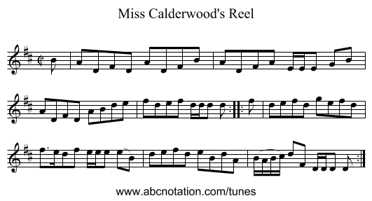 Miss Calderwood's Reel - staff notation