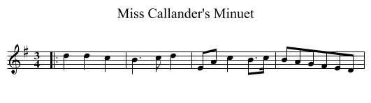 Miss Callander's Minuet - staff notation
