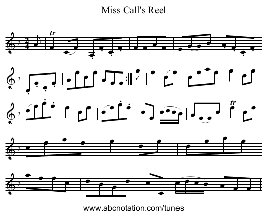 Miss Call's Reel - staff notation