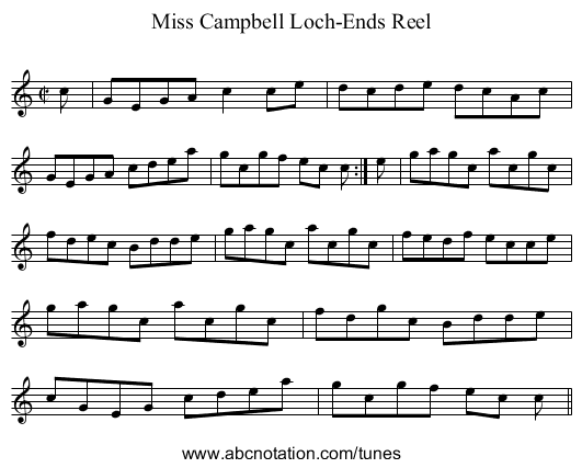 Miss Campbell Loch-Ends Reel - staff notation