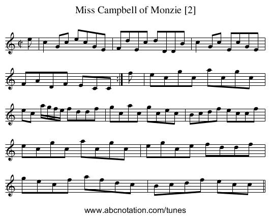 Miss Campbell of Monzie [2] - staff notation
