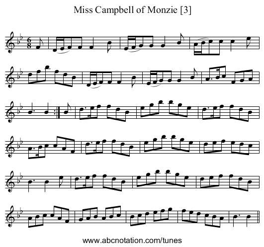 Miss Campbell of Monzie [3] - staff notation