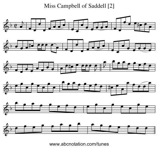 Miss Campbell of Saddell [2] - staff notation