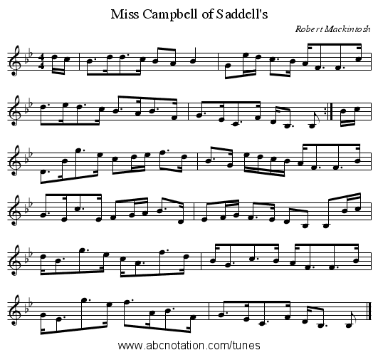Miss Campbell of Saddell's - staff notation