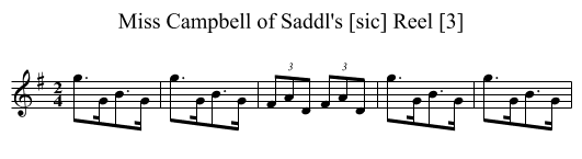 Miss Campbell of Saddl's [sic] Reel [3] - staff notation