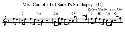 Miss Campbell of Sadell's Strathspey   (C) - staff notation